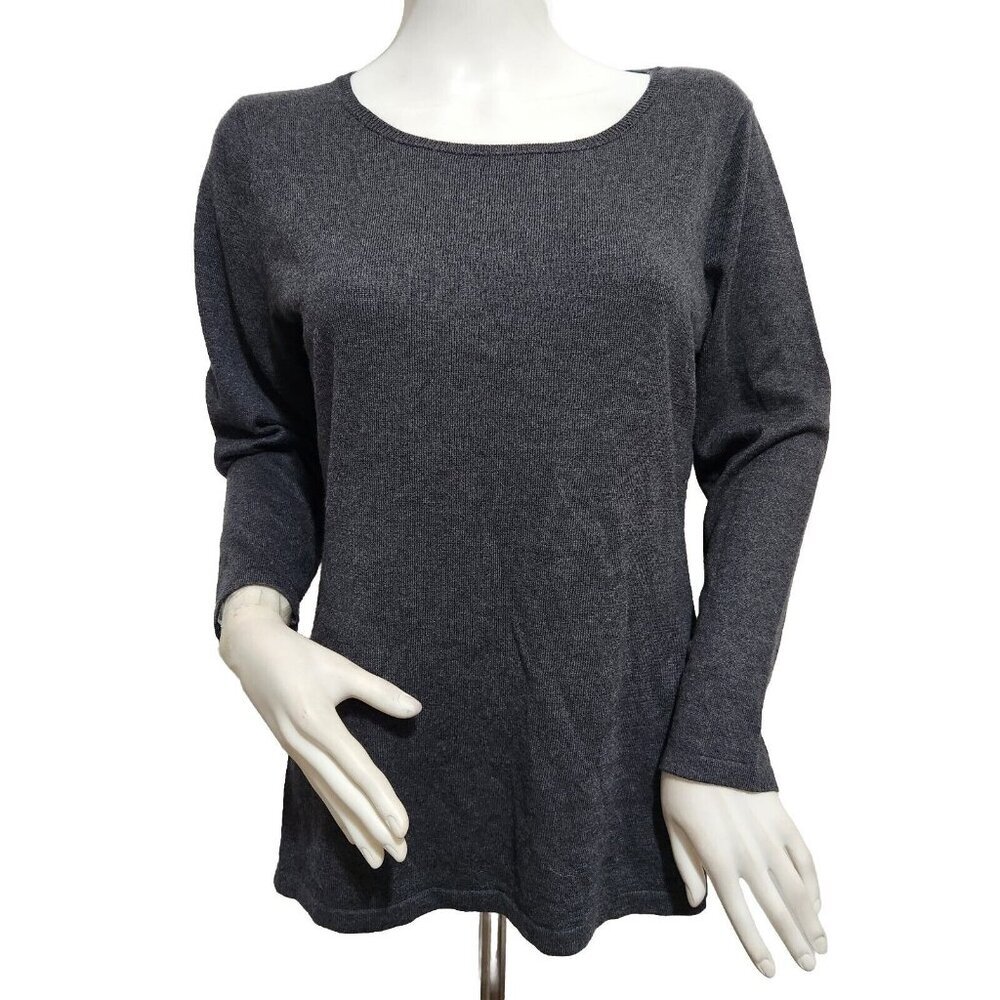 Natori Sweater Size M Gray Lightweight Top Super Soft Blend Long Sleeve new (7)